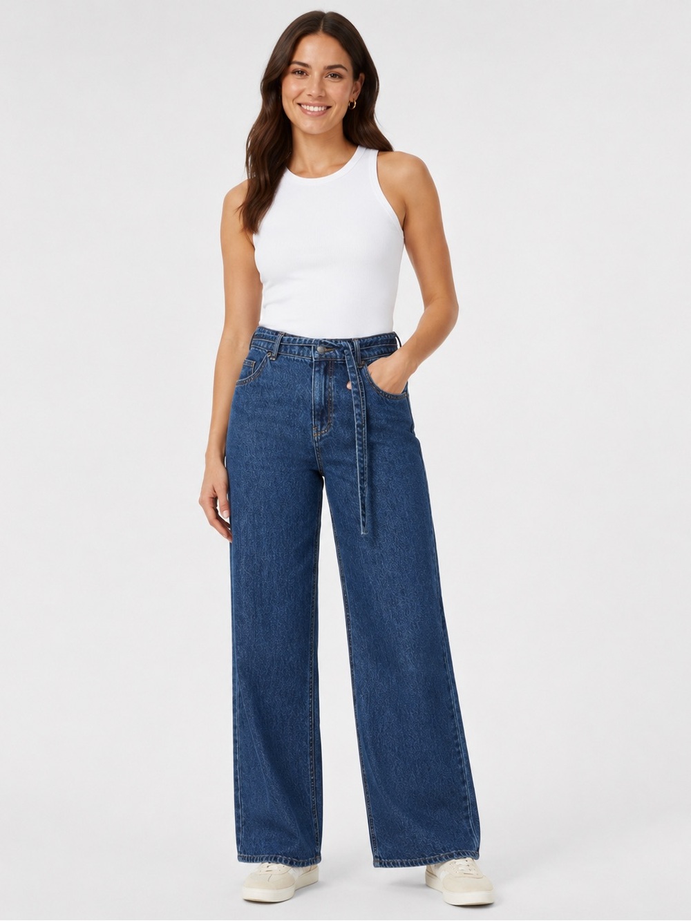 Buffalo Wide Leg Belted Jeans Size 10 NWT